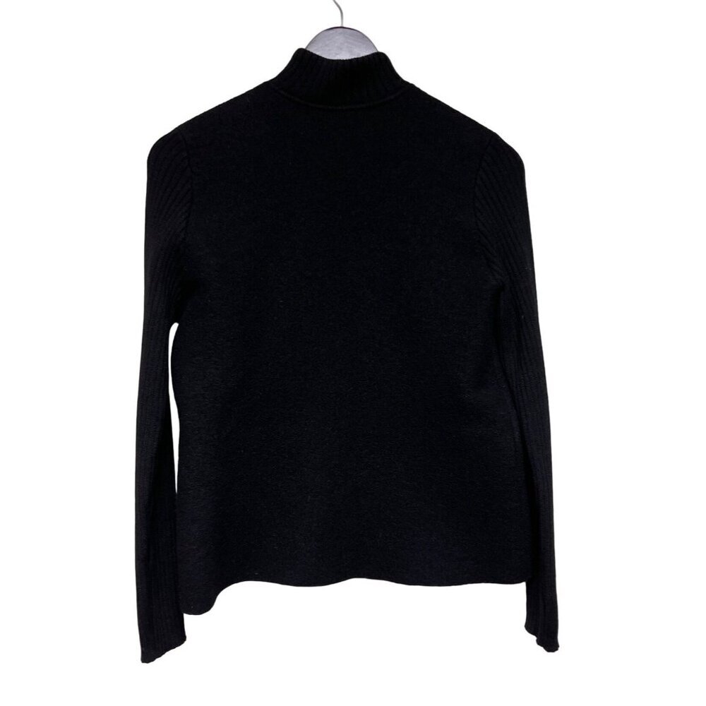 Eileen Fisher Women's Sweater Cardigan 100% Wool Black Two Way Zip Petite Small - Picture 2 of 9